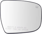 TRQ Passenger Side Heated Mirror Glass with Backing Plate Compatible with 2014-2019 Nissan Rogue 2015-2023 Murano 2017-2019 P