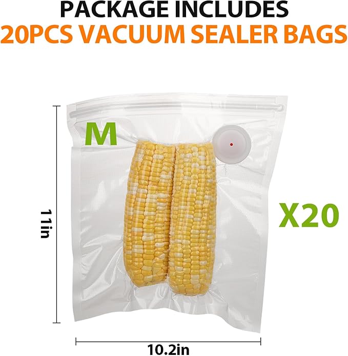 20PCS ATOSUN Vacuum Sealer Bags for Food, upgraded Air Valve, BPA -Free Vacuum Sealing Food Storage Bags, Reusable Sous Vide 