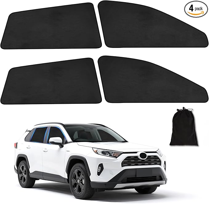 ZATOOTO Car Window Shades for Toyota RAV4 2019-2024, Custom Fit Suede Car Window Covers for 100% UV & Privacy Protection, Heat Insulation, 4 Packs Side Window Sun Shade for Family Travel, Baby, Pets
