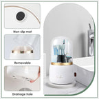 Toothbrush Holders for Bathrooms,Rotating 5-Slot with Cover and Draining Water,Kids Electric Toothbrush Holder and Toothpaste
