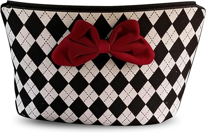 Car Backseat Organizer, Argyle Pattern Auto Seat Gap Storage Bag with Bowknot Decor, Vehicle Interior Hanging Organizer for Small Items, Universal for Most Cars