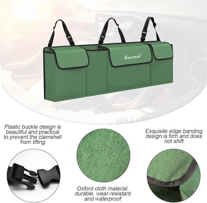 Car Trunk Organizer and Storage, Backseat Hanging Organizer for SUV, Truck, MPV, Waterproof, Collapsible Cargo Storage Bag
