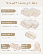 Narwey 7 Set Checkered Packing Cubes for Travel Carry on Suitcase Luggage Organizer Bags for Kids Women Men, Durable Packing 