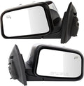 TRQ Driver & Passenger Side Power Heated Mirror Set Chrome Cover Smooth Black Fits 2007 Lincoln MKX FO1320475 FO1321475