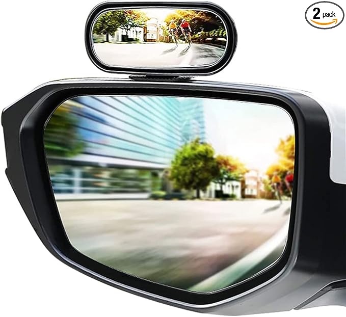 Blind Spot Mirrors adjustable Rearview Mirror Baby Car Mirrors,Strong Adhesive HD Glass Convex,stick on Side mirror or inner mirror or anywhere else (Black frame, 2 PCS)