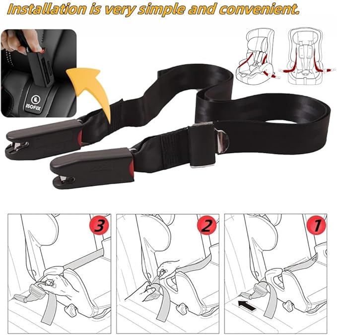 Strap Pads Compatible with 1 Pcs Universal ISOFIX Kids Seat Car Fixing Straps Covers with Latch Interface Accessory Cover Set (Black)