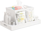 Diaper Caddy Organizer, Changing Table Organizer, Wooden Diaper Organizer for Nursery, Baby Diaper Storage Organizer with Rem