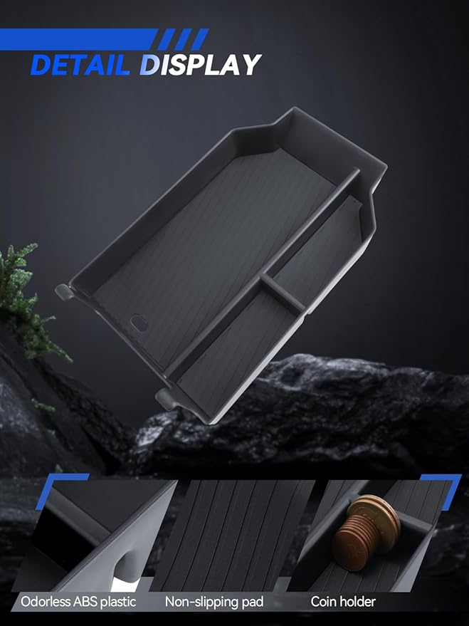 for Model 3 Center Console Organizer Armrest Tray Middle Storage Box Insert Container Durable ABS Plastic Accessories 2024 2025