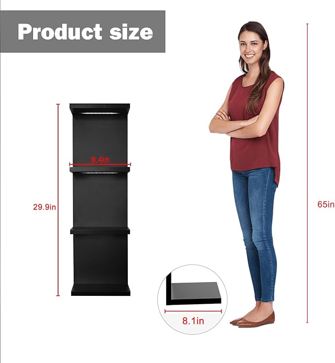 4-Tier Wall Shelf Unit with RGB Lights, Floating Lack Shelf for Home Decor, Wall Mounted Vertical Display Shelf for Bedroom L