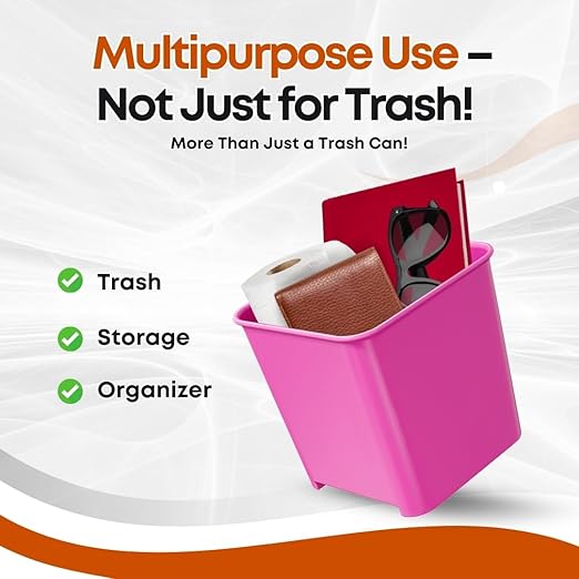 Car Trash Can Waterproof Vehicle Garbage Bin, Leakproof Anti Slip Floor Mat Clip Trash Bag Holder for Car, Truck, SUV, Van Portable Auto Trash Container with Stability Clips (Pink, Small)