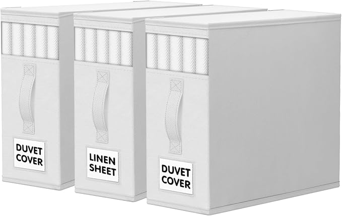 WOWBOX Sheet Organizers and Storage,Closet Bed Sheet Organizer Under Bed Storage and Organization with Label Cards & Clear Wi