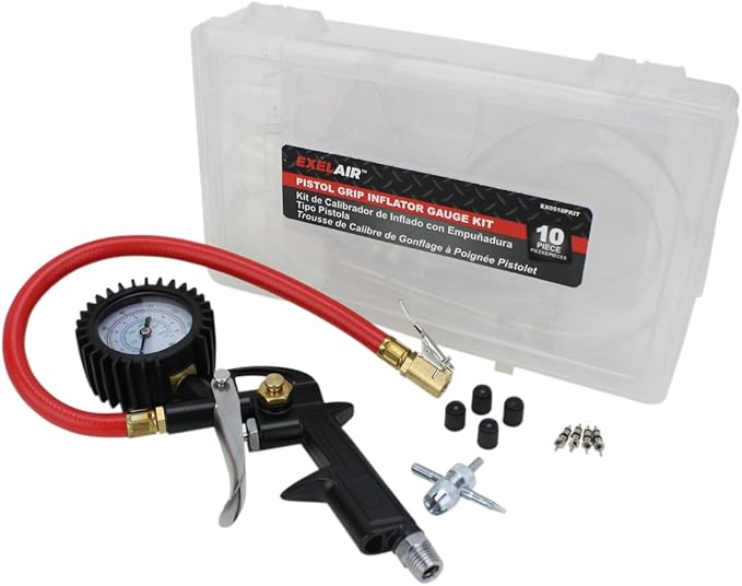 Milton EXELAIR 10 Piece Pistol Grip Inflator Gauge Kit, 1/4, EX0510PKIT