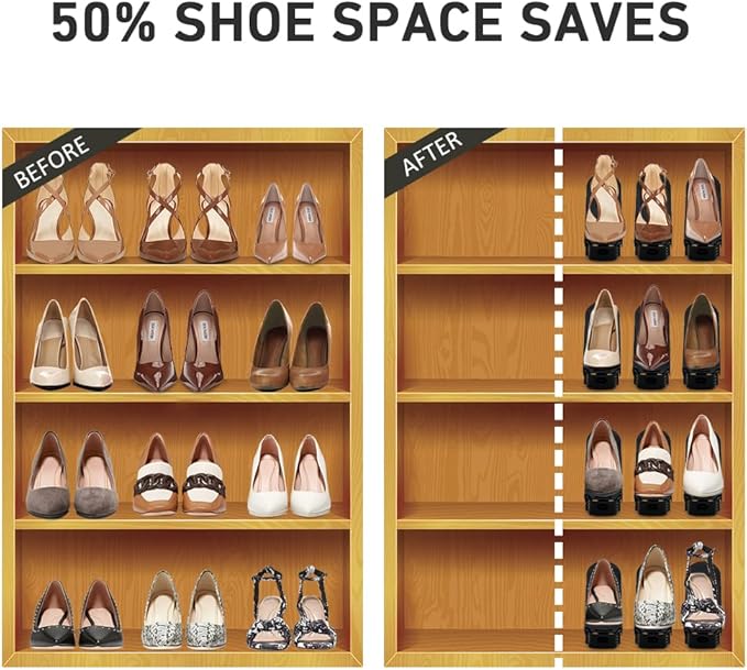 NVGSN Shoe Slots Organizer 20 Pack - Shoe Stackers for a Pair of Shoes, Shoe Storage Shoe Space Savers 50%, 4 Levels Adjustab