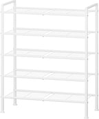 5 Tier Shoe Rack,Metal Shoe Storage Organizer Shelf for Closet,Entryway, Garage,Narrow Space(White, 5 Tier)