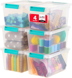 IRIS USA 4 Qt. Craft Storage Bins with Lids, 6-Pack, |Made in USA|, Clip Box, Small Plastic Sensory Bin Tote Organizer Contai