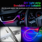 Interior Car Strip Lights Dreamcolor Acrylic Car Decorative Lights with APP Control Multicolor Internal Lighting Kit Music&DIY Function Ambient Fiber Optic Strip LEDs (Dreamcolor 18-1)