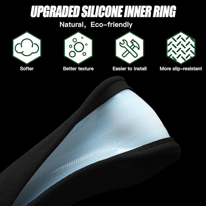 Suede Steering Wheel Cover for Tesla Model 3/Y, Anti Heat, Breathable, Anti-Slip, Leather Steering Wheel Cover 14-14 1/4 in (35.5-36 cm) (Black-01)