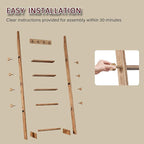 REFGY Blanket Ladder for Living Room, 5-Tier Wooden Blanket Ladder, 5.3Ft Wall Leaning Quilt Ladder for Bedroom, Rustic Decor