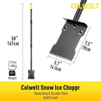 Colwelt Metal Snow Shovel 58’’, Heavy Duty Ice Scraper for Driveway, Snow Ice Chopper Shoveling Tool with Thickened Blade, Ice Shovel for Sidewalk Ice Removal, Flat Shovel Floor Cleaning Scraper