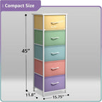 Sorbus Fabric Dresser for Kids Bedroom - Chest of 5 Drawers, Tall Storage Tower, Clothing Organizer, for Closet, for Playroom