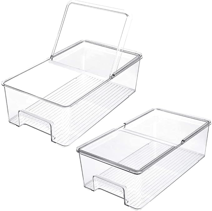 SANNO Vegetable Refrigerator Organizer Food Bins with lids Produce Saver Food Storage Container