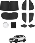 8PCS Window Shades for Ford Explorer(2011-2019) Accessories – Full Coverage Sun Shade for Side Windows, Rear Triangular & Windshield – UV Protection & Privacy for Camping, Napping, Relaxing