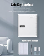 Uniclife 60 Position White Key Cabinet Steel Security Storage Box with Combination & Key Lock, Resettable, Digital, Adjustabl