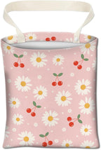 Car Trash Can, Cute Car Trash Bag, Hanging Car Organizer and Storage Bag, Trash Bin for Car Accessories, Vehicle, Travelling, Camping Cute Pink Daisy Cherry