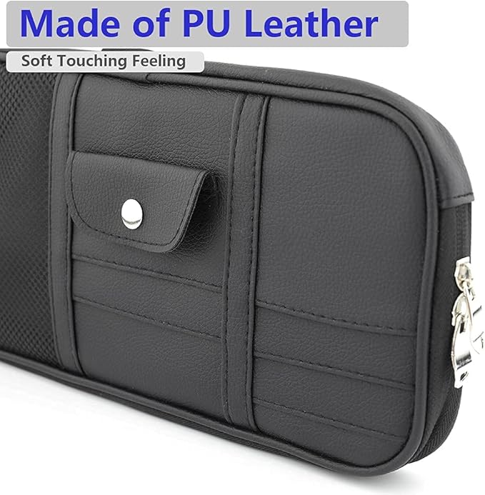 Car Sun Visor Organizer, Auto Interior Accessories Pocket Organizer - Car Truck SUV Storage Pouch Holder, with Multi-Pocket Net Zipper (Black)
