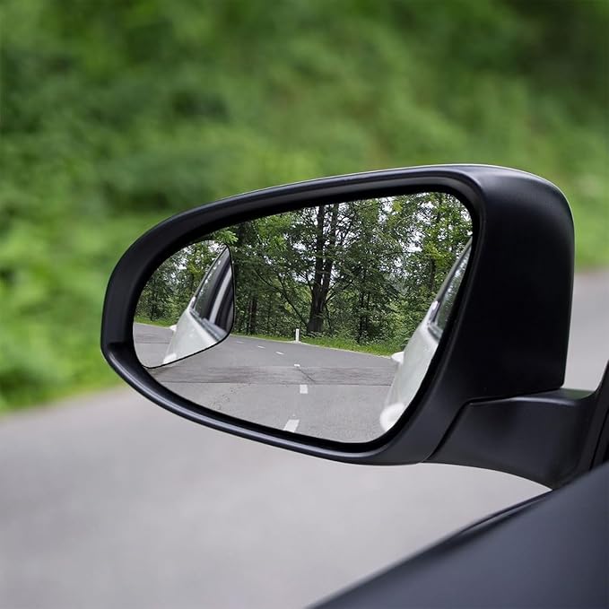 2 Pack 360° Adjustable Blind Spot Mirrors for Cars – Universal Stick-On Rear View Mirrors for Improved Visibility, Wide Angle Convex Mirror for Trucks, SUVs, and Vehicles, Round & Fan-Shaped