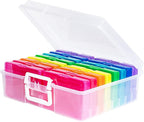novelinks Transparent 4" x 6" Photo Cases and Clear Craft Keeper with Handle, 16 Inner Photo Organizers & Photo Storage Box, 