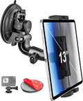 woleyi Heavy Duty Tablet Holder for Car/Truck - [Super Suction Cup] Windshield Dashboard Car Tablet Mount with 1/4" Screw Adapter for 4-13" iPad Pro/Air/Mini, Galaxy Tab/Z Fold, iPhone & Gopro/Camera