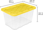 Sterilite 4-Pack Industrial Storage Box, Plastic Container Bins w/Lids, 27 Gallon, Yellow - Heavy-Duty Organizing Containers 