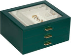 Jewelry Box Organizer with 3 Drawers,Glass Lid Jewelry Boxes for Women,Jewelry Storage for Rings,Necklaces,Earrings,Bracelets