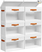 Homsorout Large Storage Bins with Lids - 6 Pack Foldable Decorative Organizers with Clear Windows & Handles, Cube Storage Org