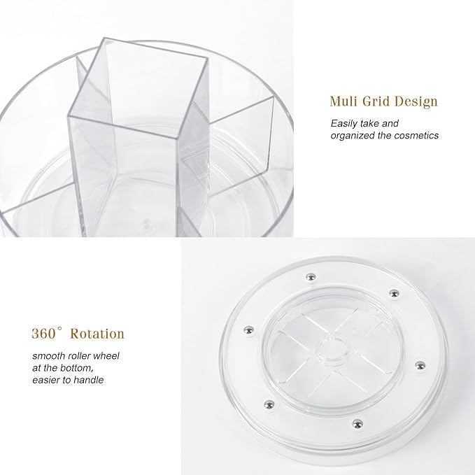 360° Rotating Makeup Organizer Clear Lazy Susan Organizer for Vanity, Cosmetic Display Cases for Bathroom Countertop, Makeup 
