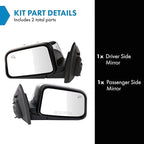 TRQ Driver & Passenger Side Power Heated Mirror Set Chrome Cover Smooth Black Fits 2007 Lincoln MKX FO1320475 FO1321475