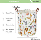 CLOCOR Kids Laundry Basket,Nursery Baby Hamper,Toy Storage Bin with handles for Boys and Girls,Safari Room Decor,Waterproof S