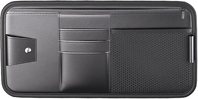 Large Car Visor Organizer Holder for Truck/SUV, Document Storage Pouch Holder with Multi-Pocket Net Zipper for Cards, License, Sunglasses, Pen, Key