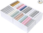 Qozary 4 Pack Drawer Organizers for Clothing, 8 Grids Foldable Closet Organizers and Storage Bins for Bedroom, Dresser Organi