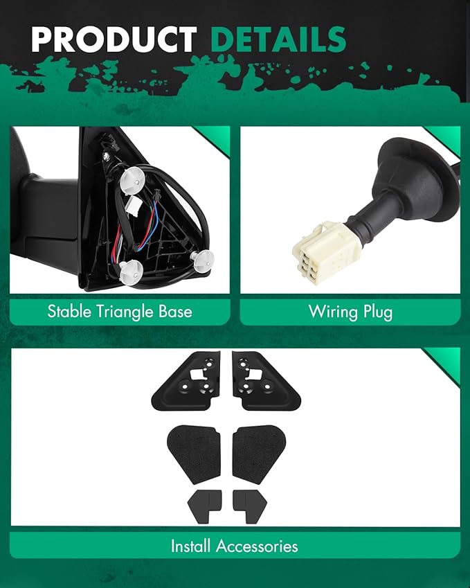SCITOO Towing Mirrors fit for Dodge for Ram High Perfitmance Exterior Mirrors fit 1998-2002 for Ram 1500 for Ram 2500 for Ram 3500 with Power Controlling Heated Manual Flipping up and Telescoping