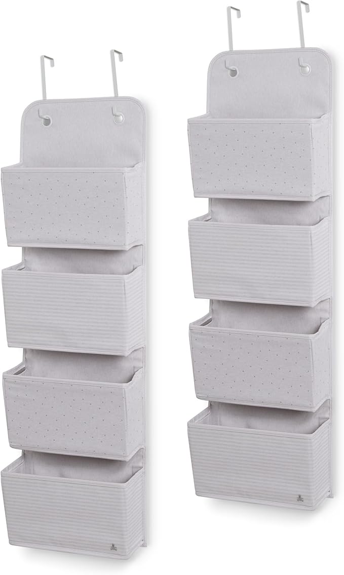 Delta Children GAP babyGap 2-Pack Over the Door Storage Organizer with 4 Pockets, Grey