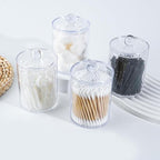 XIPENGKEJI 6 Pack Qtip Holder,Canister Apothecary Jar Set, Bathroom Jars with Lids Set for Cotton Swabs, Balls, Pads, Floss P