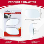 LivTee Blind Spot Mirrors, HD Glass Frameless Convex Rear View Mirrors, Wide Angle Adjustable Stick for Side Mirror, Automotive Exterior Accessories for Car, SUV & Trucks, Pack of 2