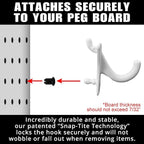 PegPro® J Hooks Kit for Standard “Wood Fiber” pegboard – Durable Plastic Pegboard Hooks - for Garage, Kitchen, Craft Room, an