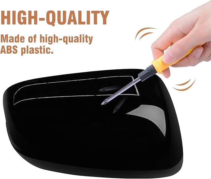 OWITAI Compatible with Honda Fit/Jazz Right Passenger Side Mirror Cap Cover 2009 2010 2011 2012 2013, Glossy Black Door Rearview Mirror Cover Replacement Without Turn Signal Light for Fit/Jazz