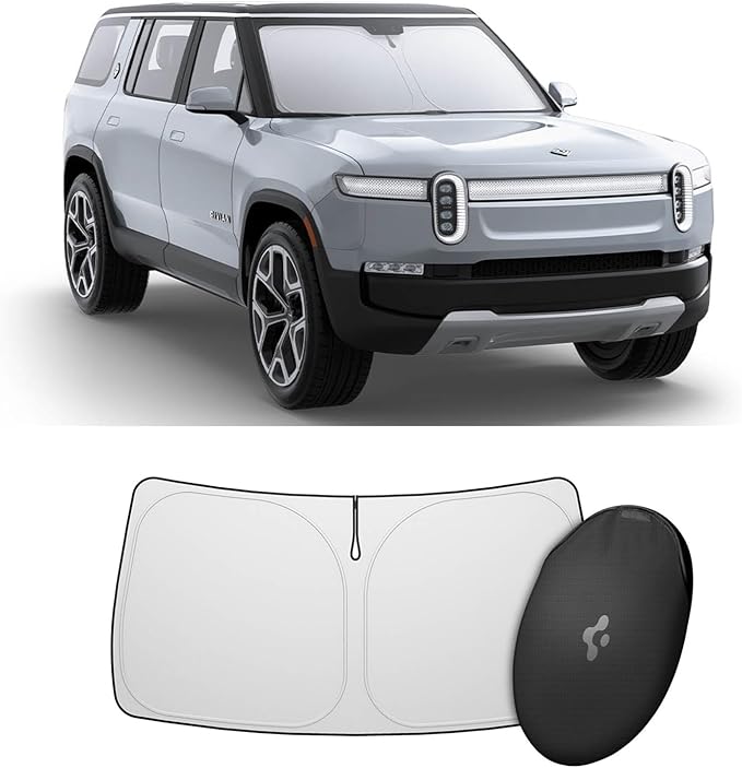Spigen Triple-Coated CryoShade Front Windshield Sunshade (Reinforced Velcro Strap) Designed for Rivian R1T & R1S
