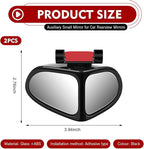 2 PCS Car Blind Spot Mirrors, Dual-sided Wide Angle Rearview Auxiliary with 360 Degree Adjustment, ABS Anti-collision Housing and HD Glass Design, Snap-on and Adhesive Mounting Mirror (Black)