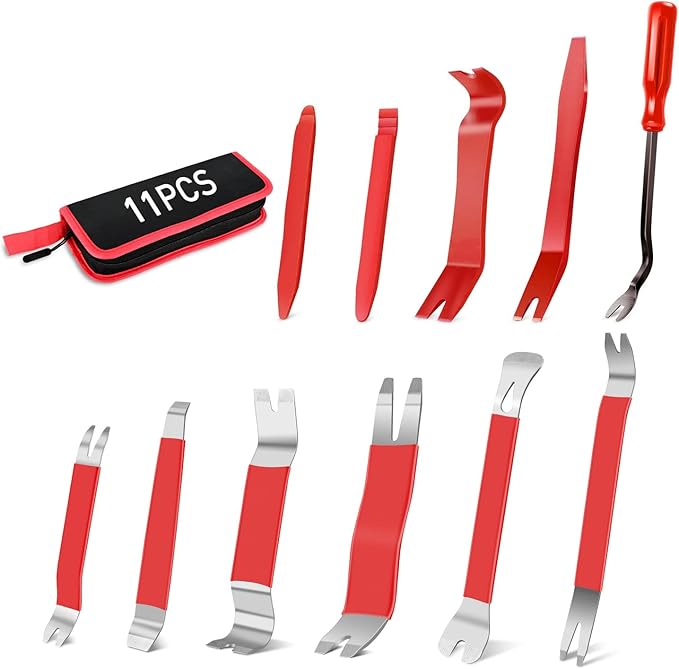 GOOACC 11PCS Trim Removal Tool Kit, Metal & Nylon Pry Tools Set for Car Door Panel, Dashboard, Audio, Clips, Fastener Remover