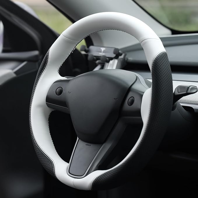 MEWANT Hand Stitched Steering Wheel Cover for Tesla Model 3 2017-2023 / Model Y 2020-2023 for Tesla Model 3/Y Accessories